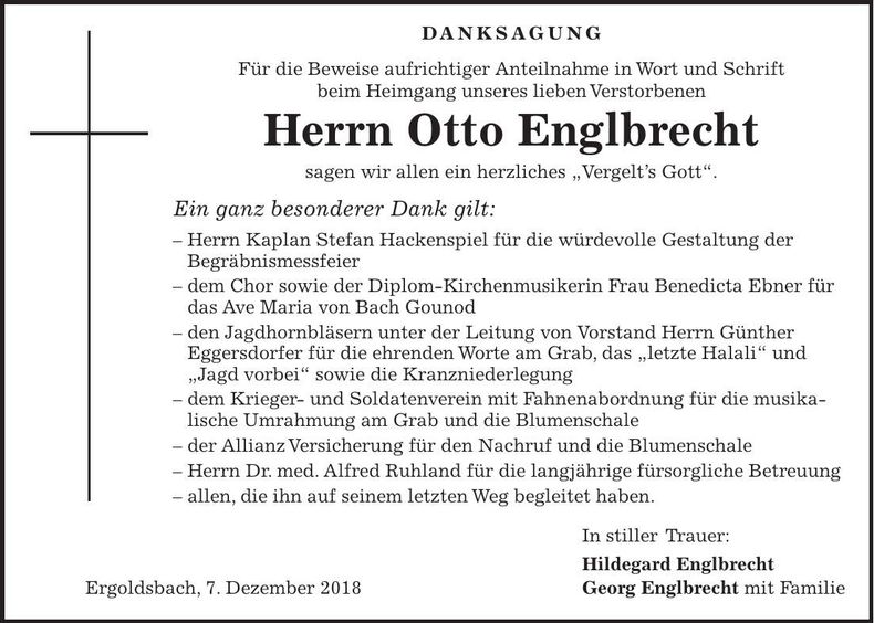 Traueranzeige Otto Englbrecht