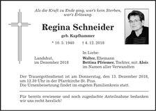 Traueranzeige Regina Schneider