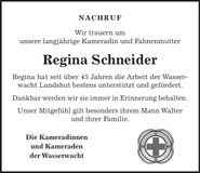 Traueranzeige Regina Schneider