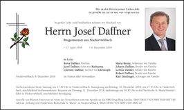 Traueranzeige Josef Daffner