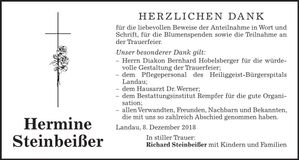 Traueranzeige Hermine Steinbeißer