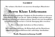 Traueranzeige Klaus Littkemann