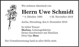 Traueranzeige Uwe Schmidt