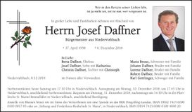 Traueranzeige Josef Daffner