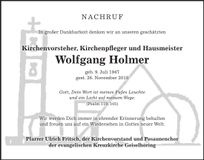 Traueranzeige Gerhard Pfarrer Bosch