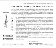 Traueranzeige Sebastian Brummer