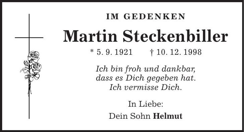 Traueranzeige Martin Steckenbiller