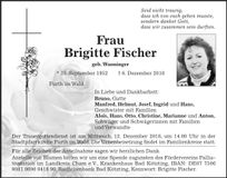 Traueranzeige Brigitte Fischer