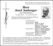 Traueranzeige Josef Amberger
