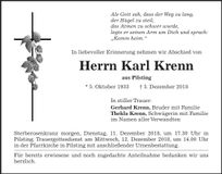 Traueranzeige Karl Krenn
