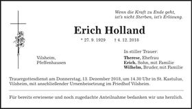 Traueranzeige Erich Holland