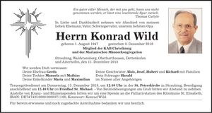 Traueranzeige Konrad Wild