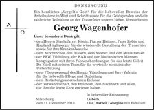 Traueranzeige Georg Wagenhofer