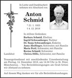 Traueranzeige Anton Schmid