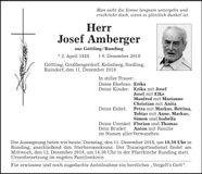 Traueranzeige Josef Amberger