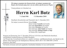 Traueranzeige Karl Butz