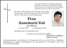 Traueranzeige Annemarie Voit