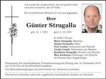 Traueranzeige Günter Strugalla