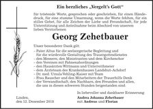 Traueranzeige Georg Zehentbauer