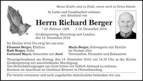 Traueranzeige Richard Berger