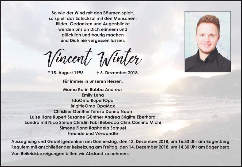 Traueranzeige Vincent Winter