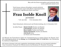 Traueranzeige Isolde Knoll