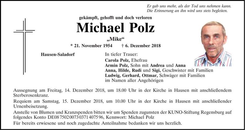 Traueranzeige Michael Polz