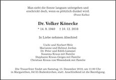 Traueranzeige Volker Dr. Könecke