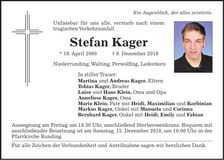 Traueranzeige Stefan Kager