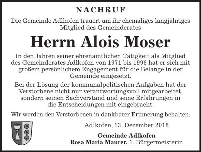 Traueranzeige Franz Kögl