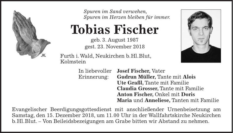 Traueranzeige Tobias Fischer