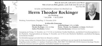 Traueranzeige Theodor Rockinger