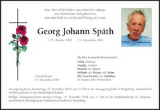 Traueranzeige Georg Johann Späth