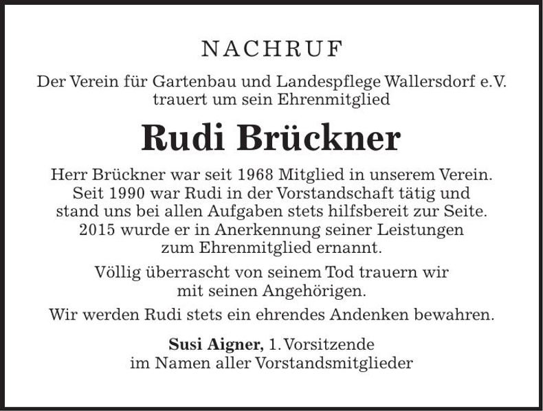 Traueranzeige Rudi Brückner