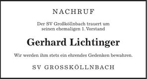Traueranzeige Gerhard Lichtinger