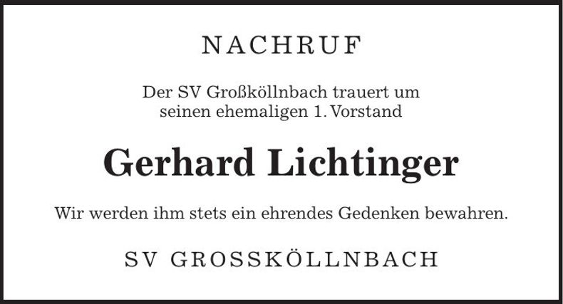 Traueranzeige Gerhard Lichtinger