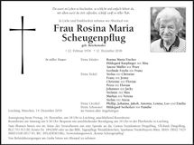 Traueranzeige Rosina Maria Scheugenpflug