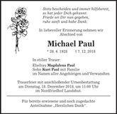 Traueranzeige Michael Paul