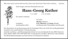 Traueranzeige Hans-Georg Kuther