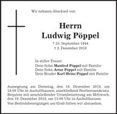 Traueranzeige Ludwig Pöppel