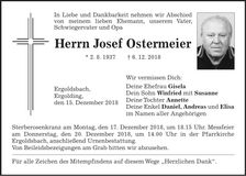 Traueranzeige Josef Ostermeier