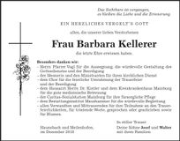 Traueranzeige Barbara Kellerer