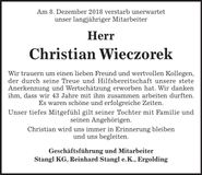 Traueranzeige Christian Wieczorek