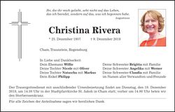 Traueranzeige Christina Rivera