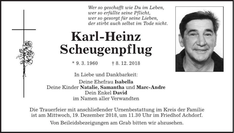Traueranzeige Karl-Heinz Scheugenpflug