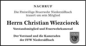 Traueranzeige Christian Wiezciorek