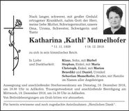 Traueranzeige Katharina Mumelhofer