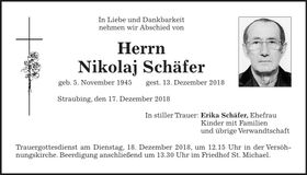 Traueranzeige Nikolaj Schäfer