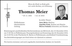 Traueranzeige Thomas Meier