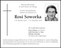 Traueranzeige Rosi Soworka